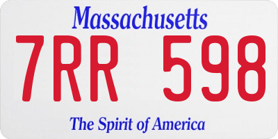 MA license plate 7RR598