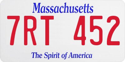 MA license plate 7RT452
