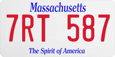 MA license plate 7RT587