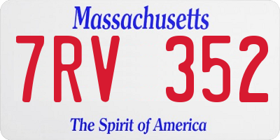 MA license plate 7RV352