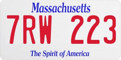 MA license plate 7RW223