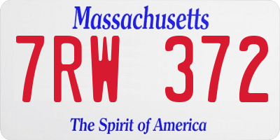 MA license plate 7RW372