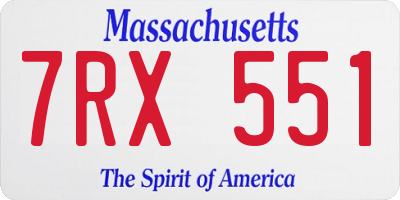 MA license plate 7RX551