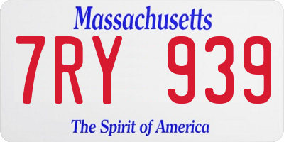 MA license plate 7RY939