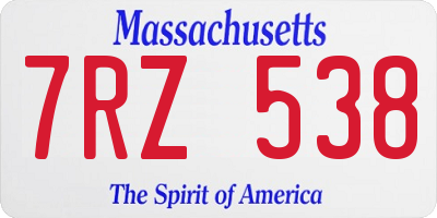 MA license plate 7RZ538