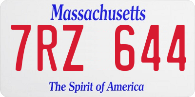 MA license plate 7RZ644