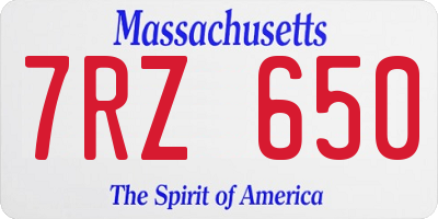 MA license plate 7RZ650