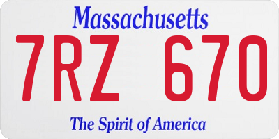 MA license plate 7RZ670