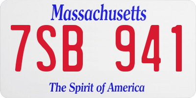 MA license plate 7SB941