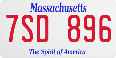 MA license plate 7SD896