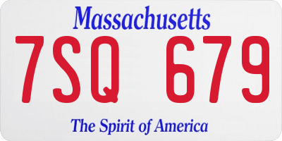 MA license plate 7SQ679
