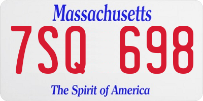 MA license plate 7SQ698
