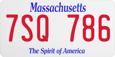 MA license plate 7SQ786