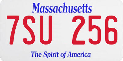 MA license plate 7SU256