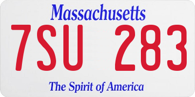 MA license plate 7SU283