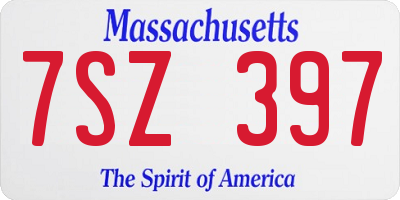 MA license plate 7SZ397
