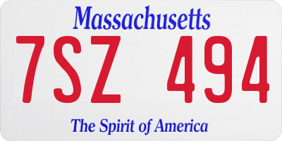 MA license plate 7SZ494