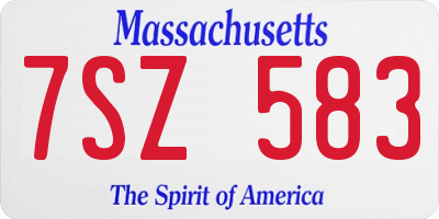 MA license plate 7SZ583