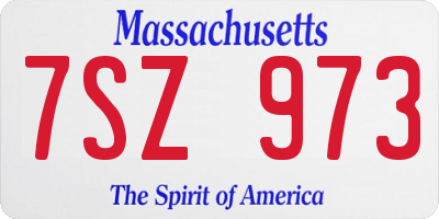 MA license plate 7SZ973