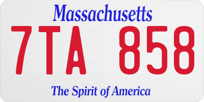 MA license plate 7TA858