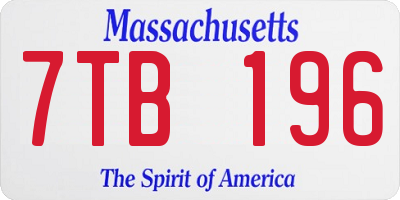 MA license plate 7TB196