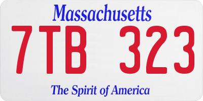 MA license plate 7TB323