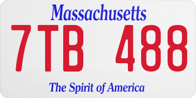 MA license plate 7TB488