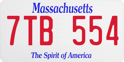 MA license plate 7TB554