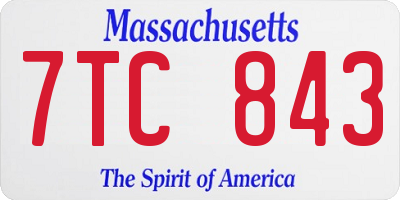 MA license plate 7TC843