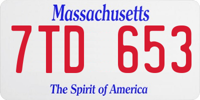MA license plate 7TD653