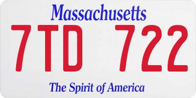 MA license plate 7TD722