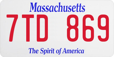 MA license plate 7TD869