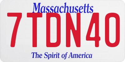 MA license plate 7TDN40