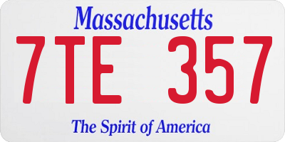 MA license plate 7TE357