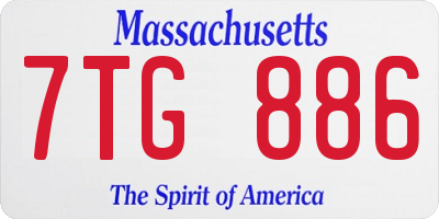 MA license plate 7TG886