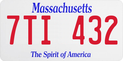 MA license plate 7TI432