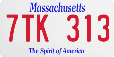 MA license plate 7TK313