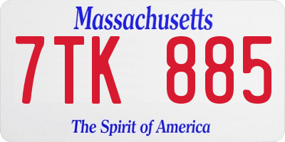 MA license plate 7TK885