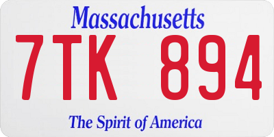 MA license plate 7TK894