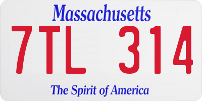 MA license plate 7TL314