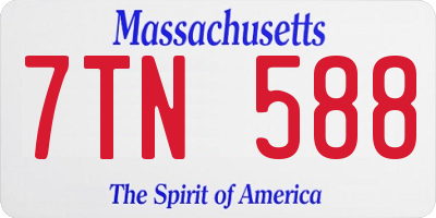 MA license plate 7TN588
