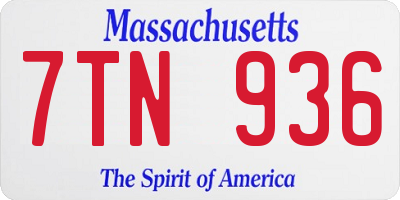 MA license plate 7TN936