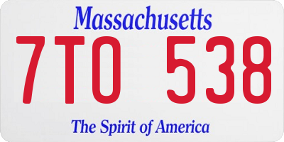MA license plate 7TO538