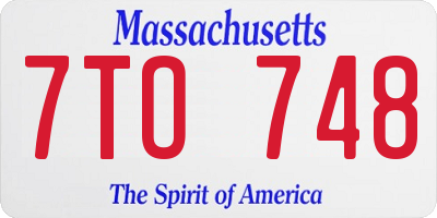 MA license plate 7TO748