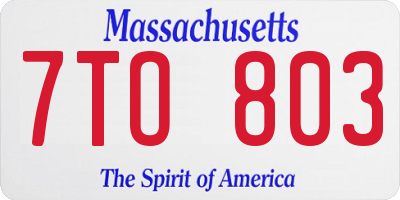 MA license plate 7TO803
