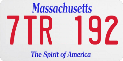 MA license plate 7TR192