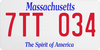 MA license plate 7TT034