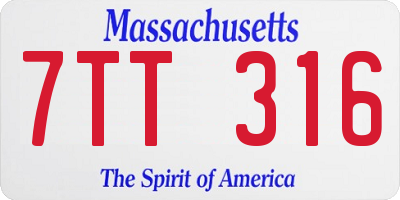 MA license plate 7TT316