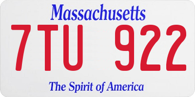 MA license plate 7TU922
