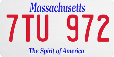 MA license plate 7TU972